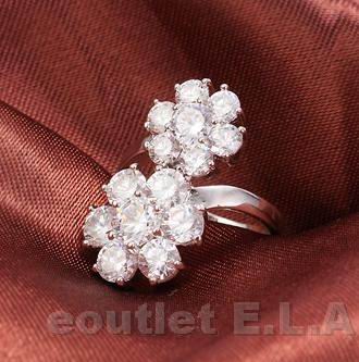 5.45CT 14-STONE CZ BYPASS FLORAL RING-sz5/6/8